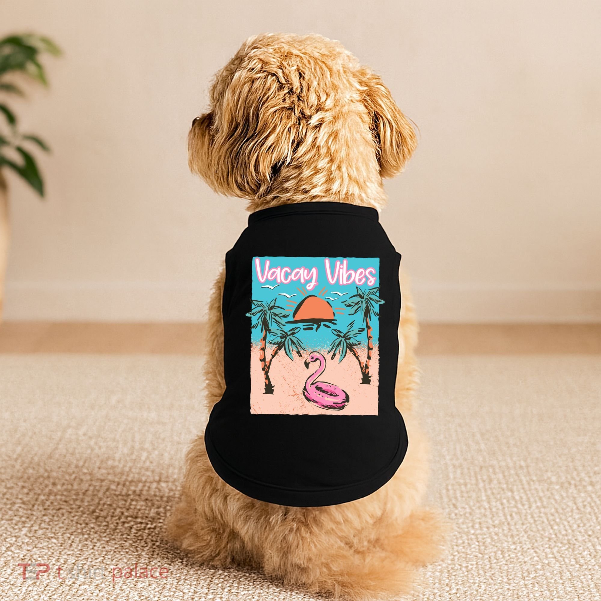 Vacay Vibes Beach Flamingo Summer Vacation Gift Doggie Tank