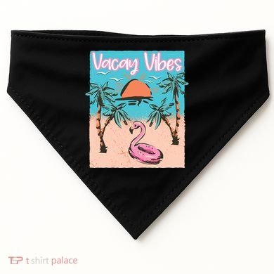 Vacay Vibes Beach Flamingo Summer Vacation Gift USA-Made Doggie Bandana