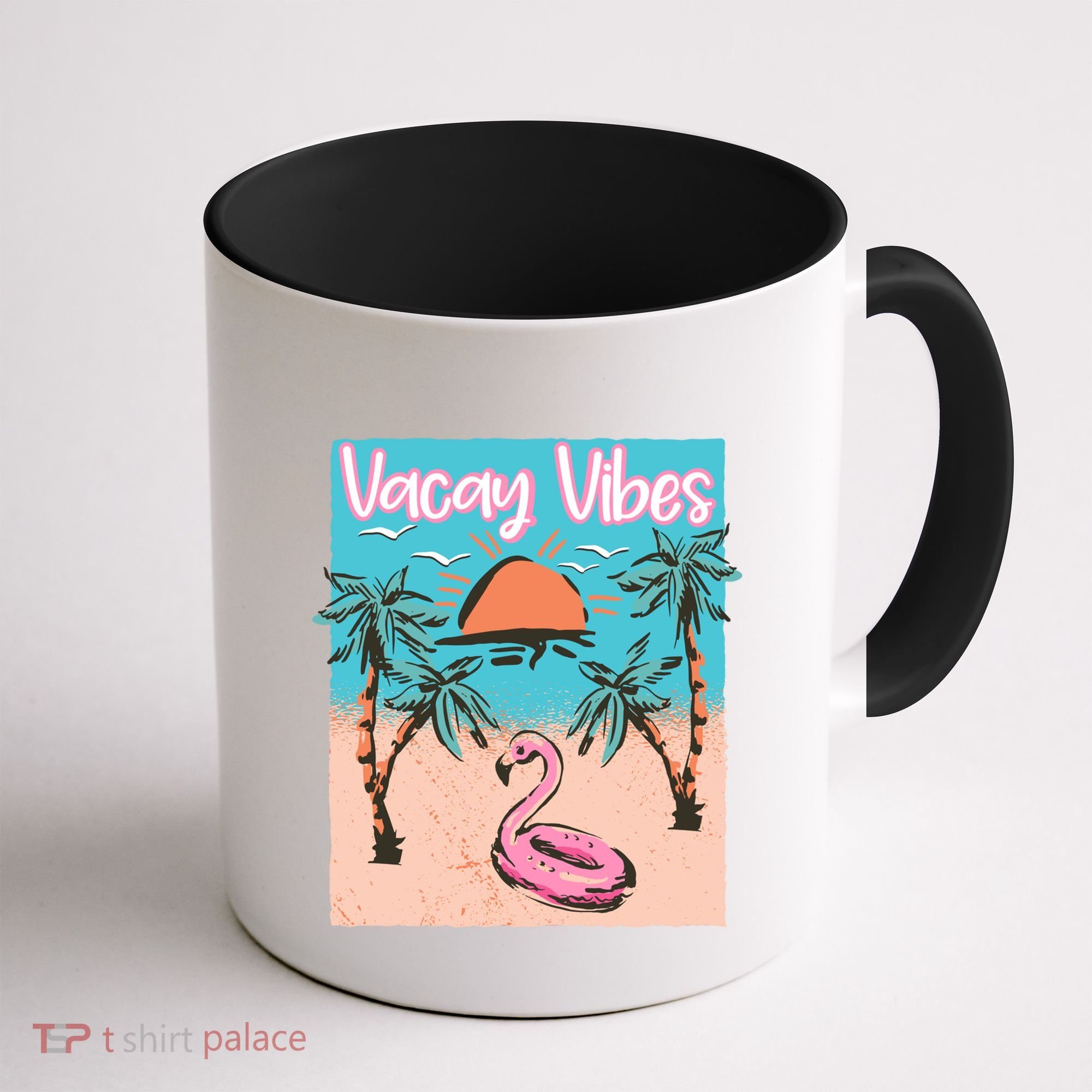 Vacay Vibes Beach Flamingo Summer Vacation Gift Coffee Mug