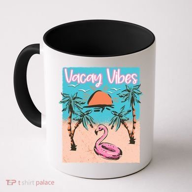 Vacay Vibes Beach Flamingo Summer Vacation Gift Coffee Mug