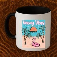 Vacay Vibes Beach Flamingo Summer Vacation Gift Coffee Mug thumb 2