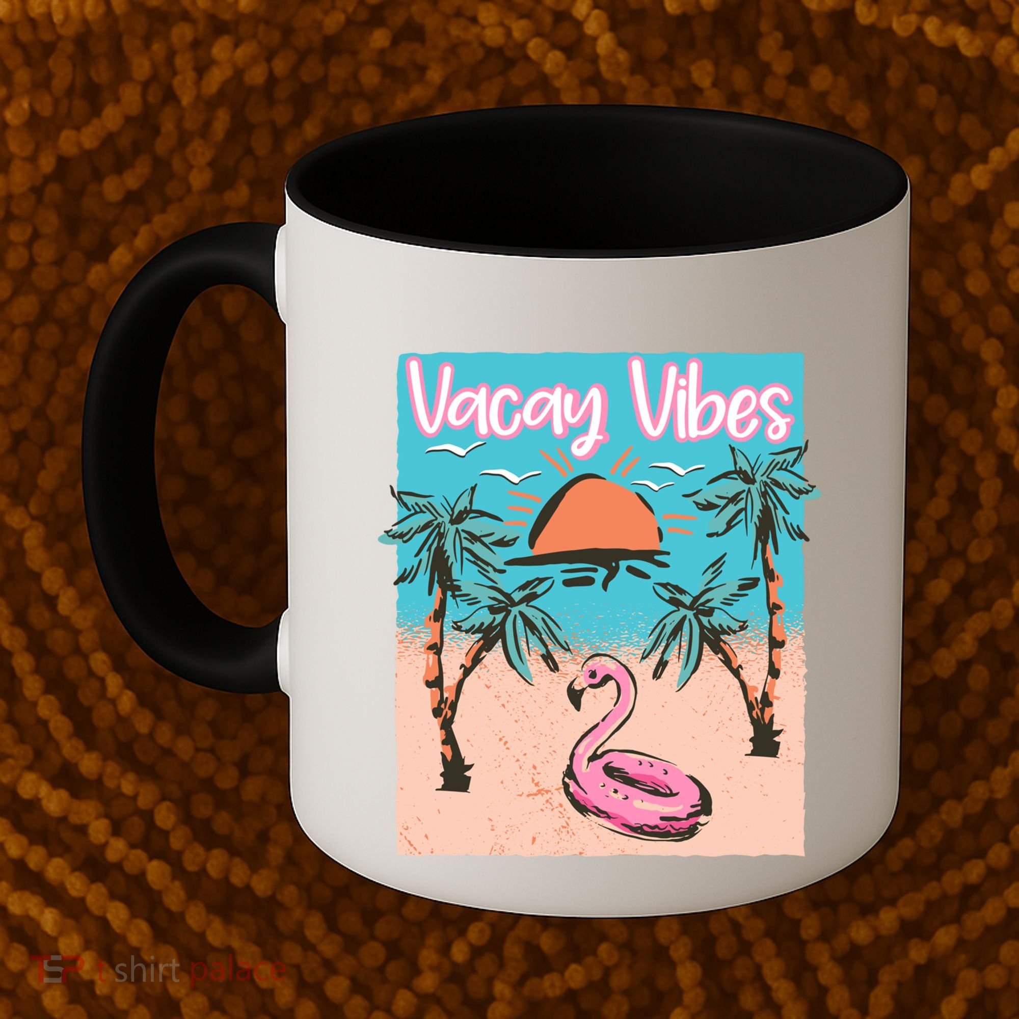 Vacay Vibes Beach Flamingo Summer Vacation Gift Coffee Mug
