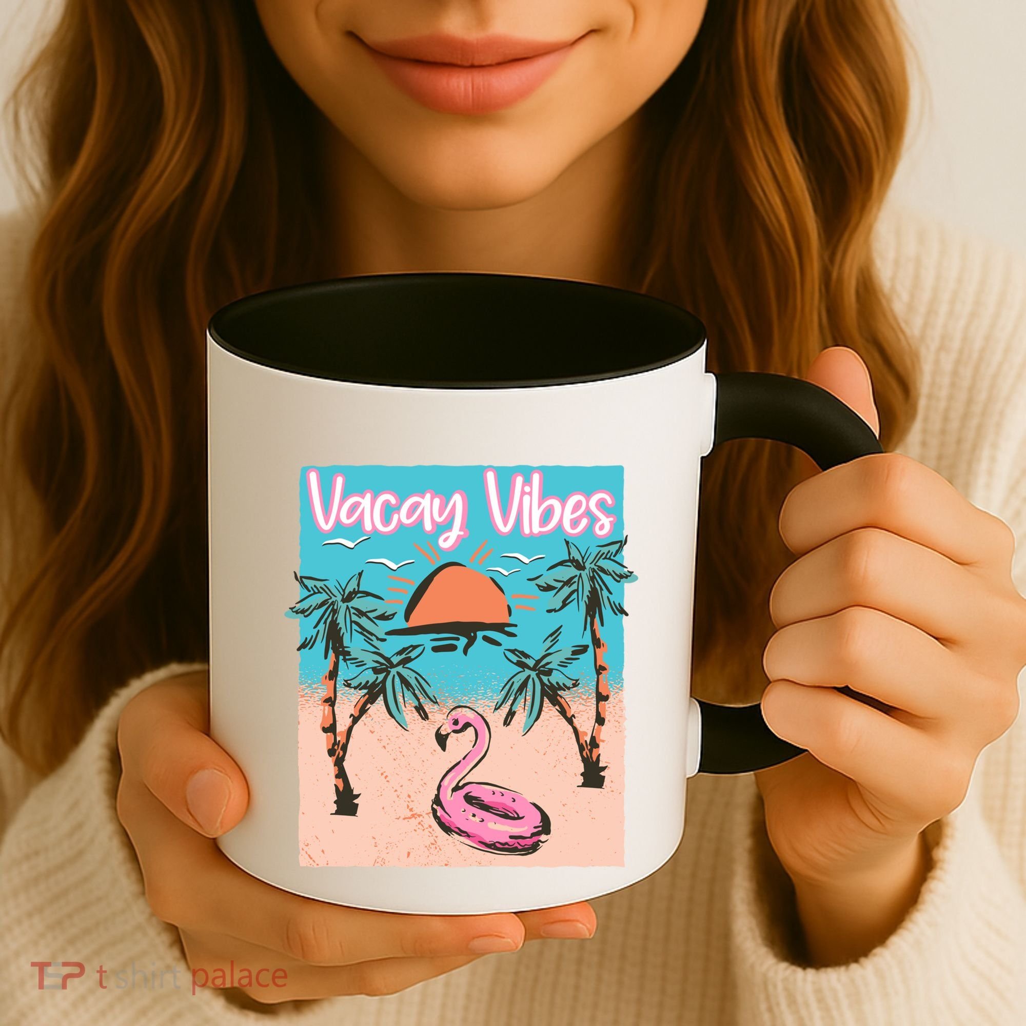 Vacay Vibes Beach Flamingo Summer Vacation Gift Coffee Mug