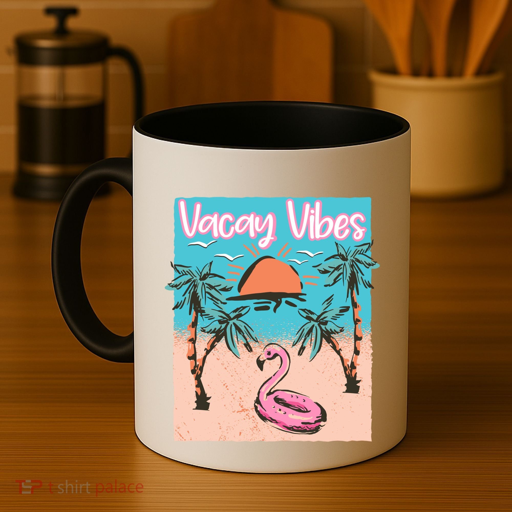 Vacay Vibes Beach Flamingo Summer Vacation Gift Coffee Mug