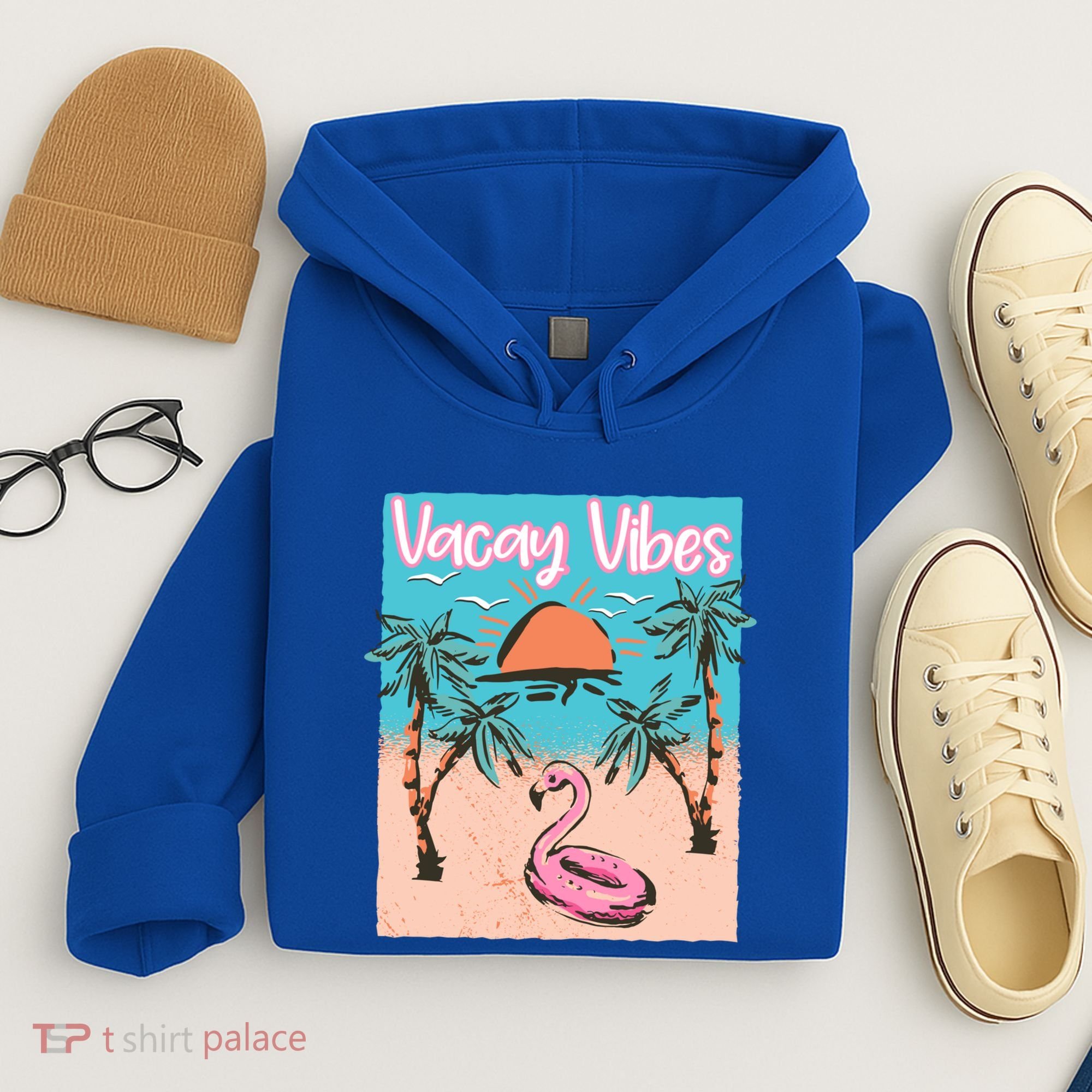 Vacay Vibes Beach Flamingo Summer Vacation Gift Hoodie