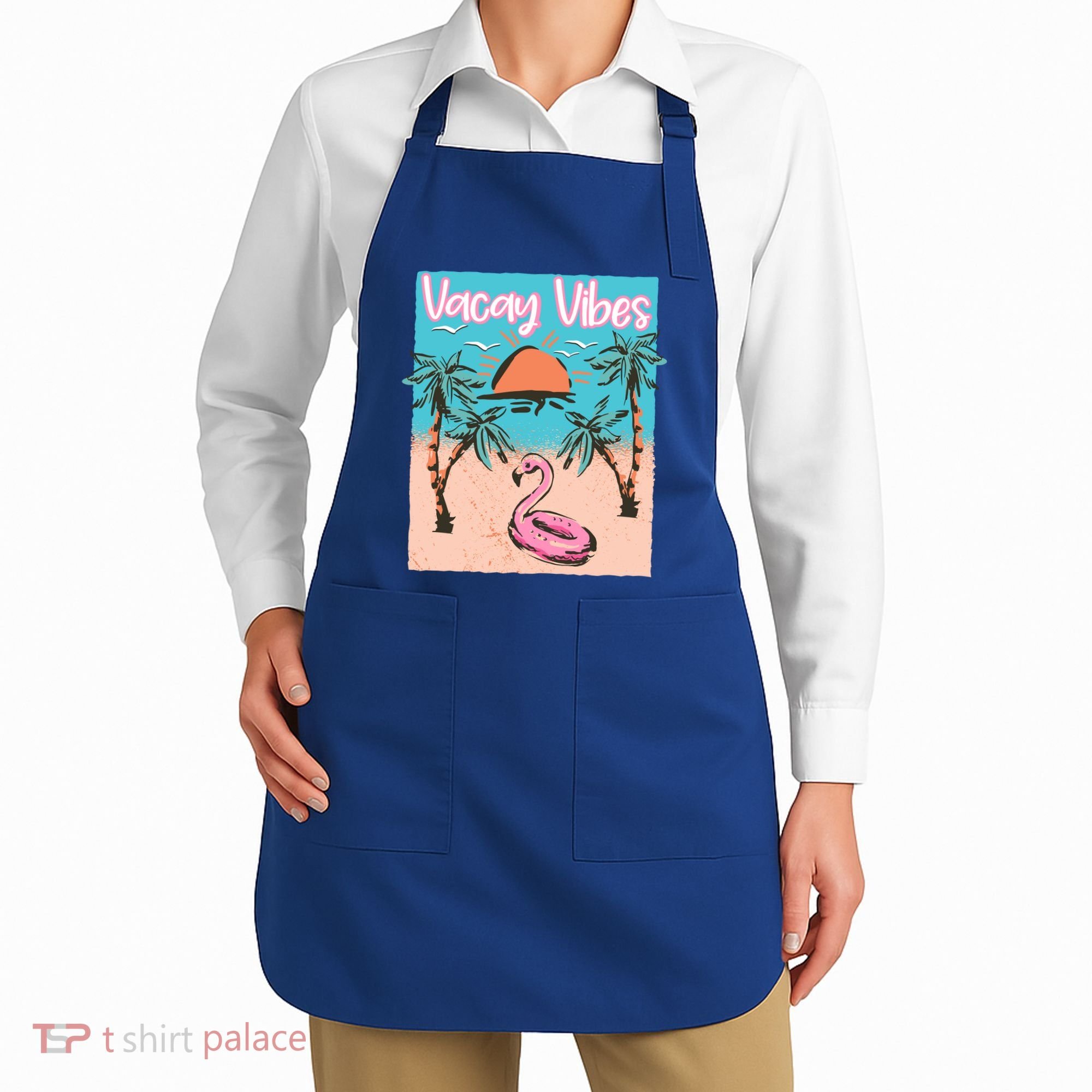 Vacay Vibes Beach Flamingo Summer Vacation Gift Apron