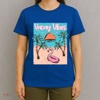 Vacay Vibes Beach Flamingo Summer Vacation Gift T-Shirt thumb 4