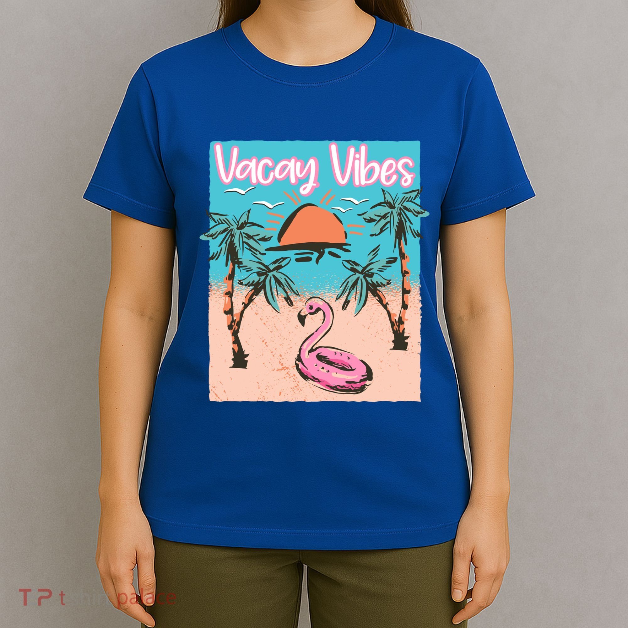 Vacay Vibes Beach Flamingo Summer Vacation Gift T-Shirt