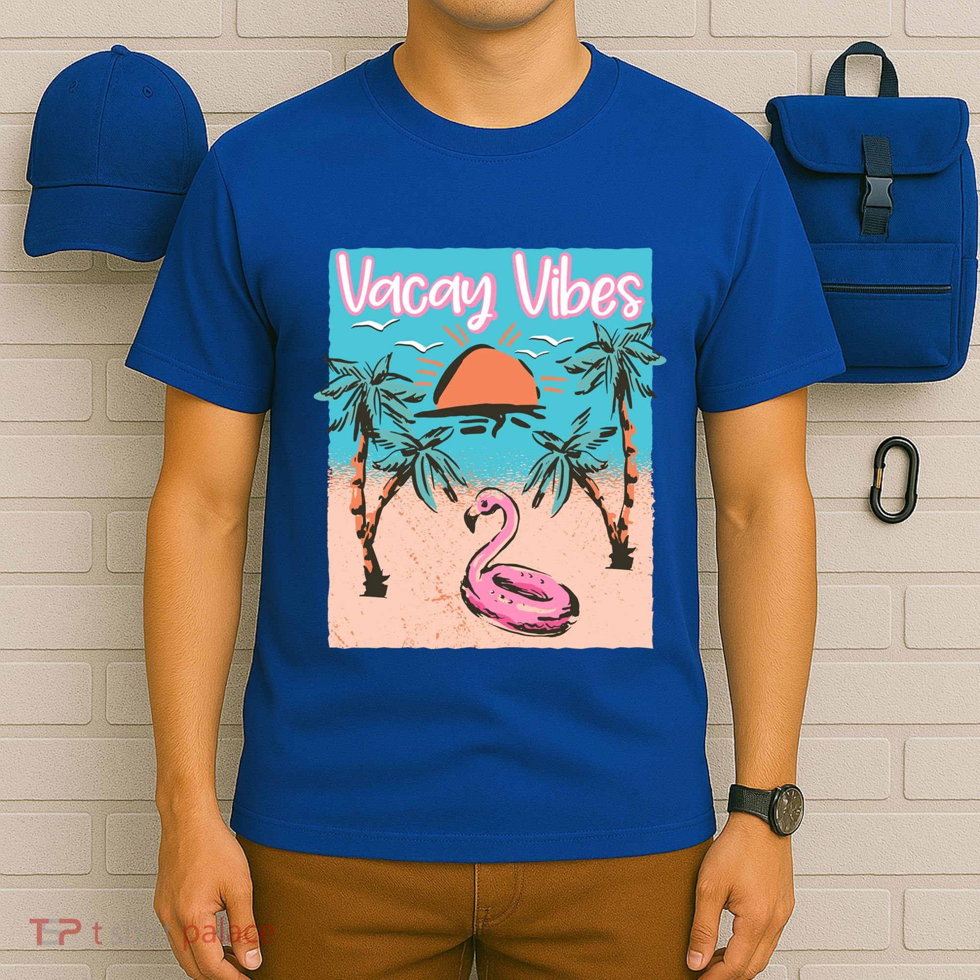 Vacay Vibes Beach Flamingo Summer Vacation Gift T-Shirt