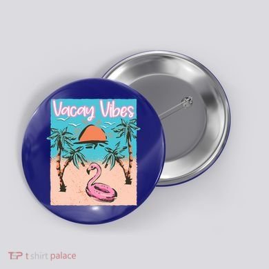 Vacay Vibes Beach Flamingo Summer Vacation Gift Button