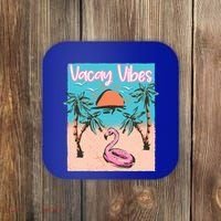 Vacay Vibes Beach Flamingo Summer Vacation Gift Coaster thumb 0