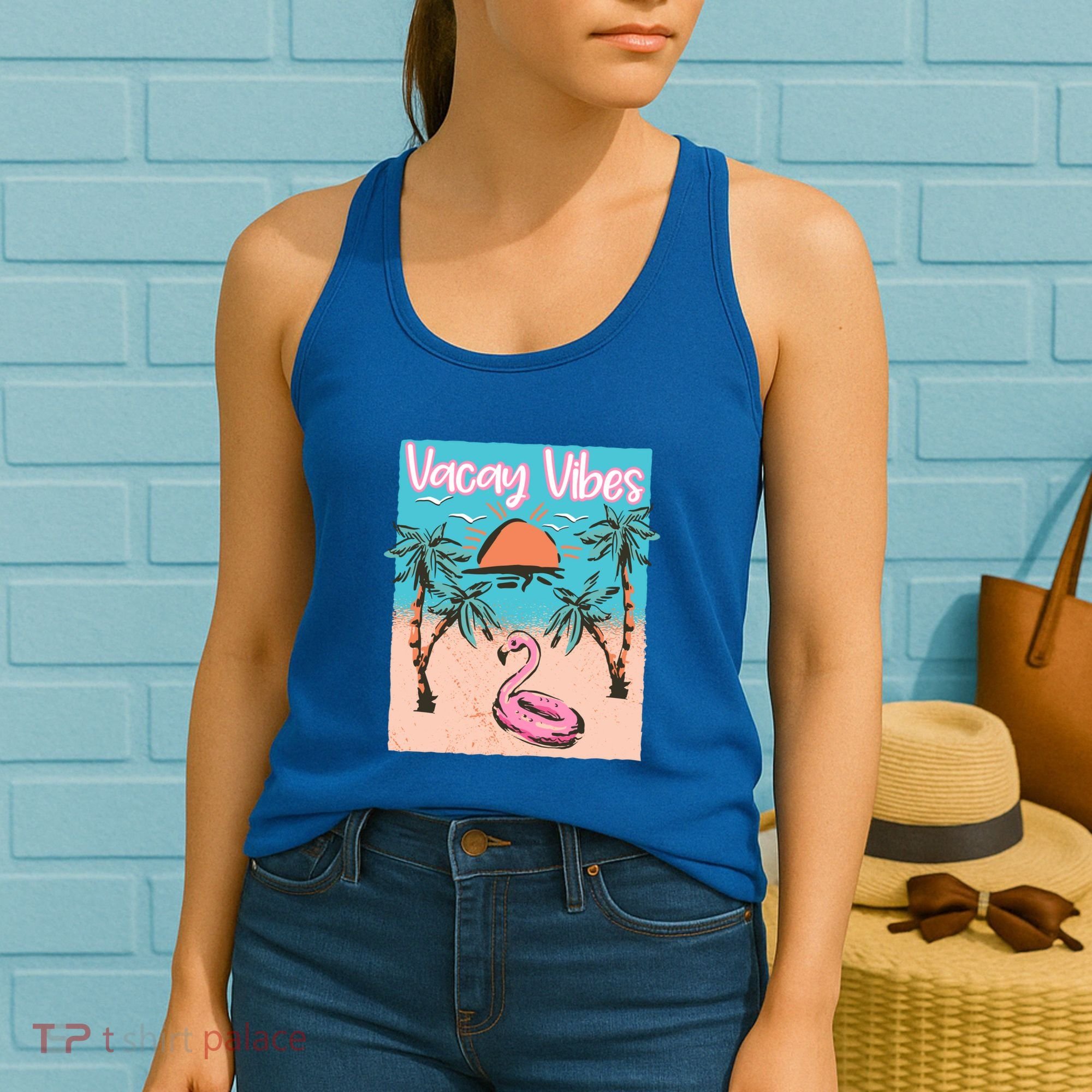 Vacay Vibes Beach Flamingo Summer Vacation Gift Women's Tank Top