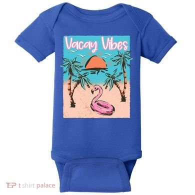 Vacay Vibes Beach Flamingo Summer Vacation Gift Baby Bodysuit