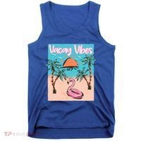 Vacay Vibes Beach Flamingo Summer Vacation Gift Tank Top thumb 0