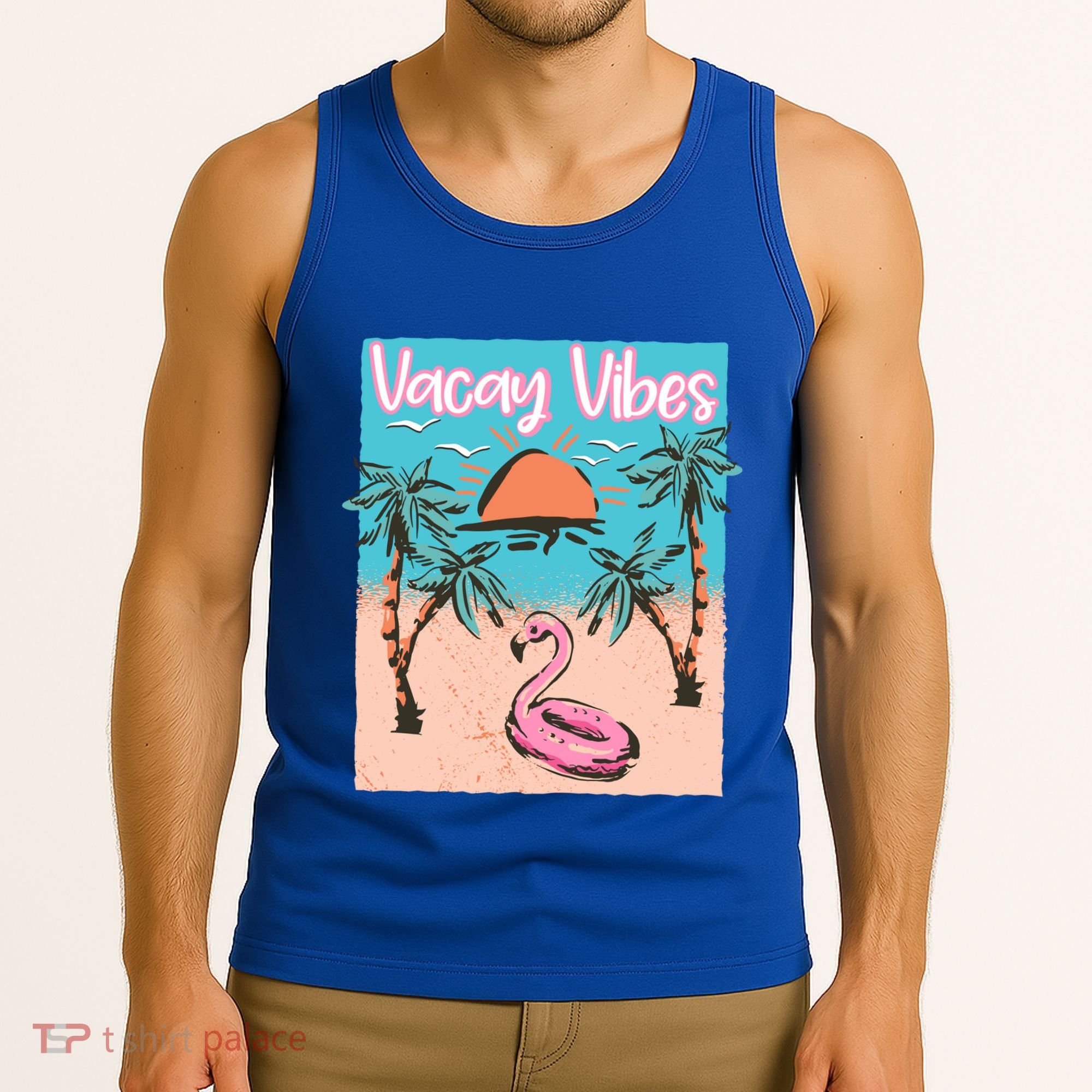 Vacay Vibes Beach Flamingo Summer Vacation Gift Tank Top
