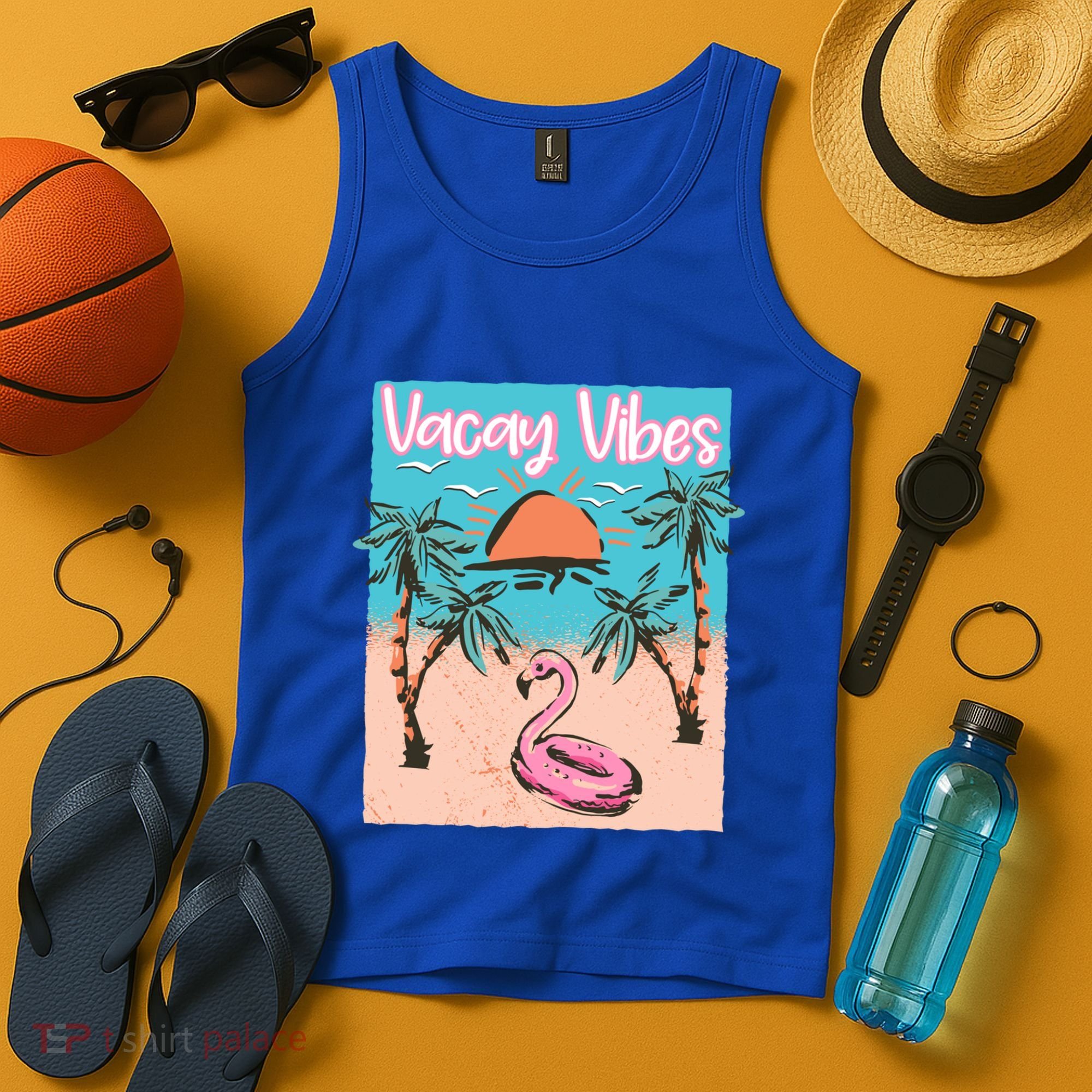 Vacay Vibes Beach Flamingo Summer Vacation Gift Tank Top