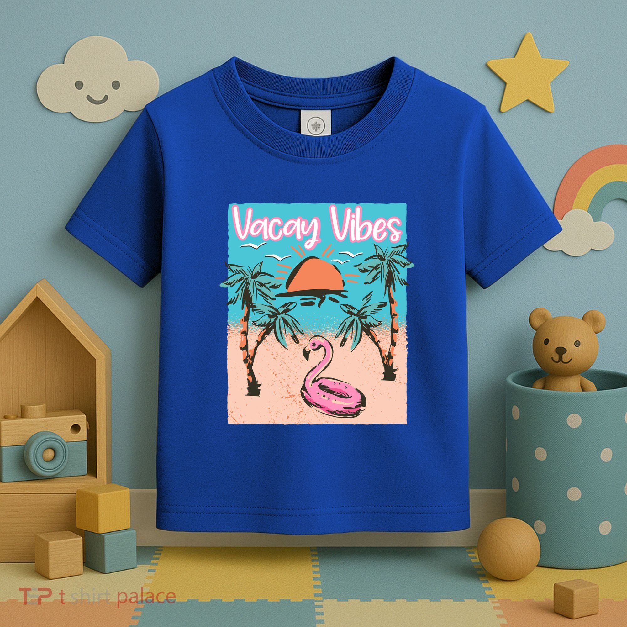 Vacay Vibes Beach Flamingo Summer Vacation Gift Toddler T-Shirt