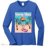 Vacay Vibes Beach Flamingo Summer Vacation Gift Women's Long Sleeve Shirt thumb 0