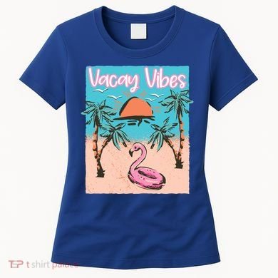 Vacay Vibes Beach Flamingo Summer Vacation Gift Women's T-Shirt