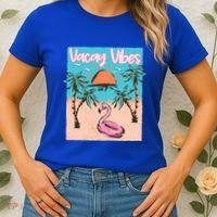 Vacay Vibes Beach Flamingo Summer Vacation Gift Women's T-Shirt thumb 2