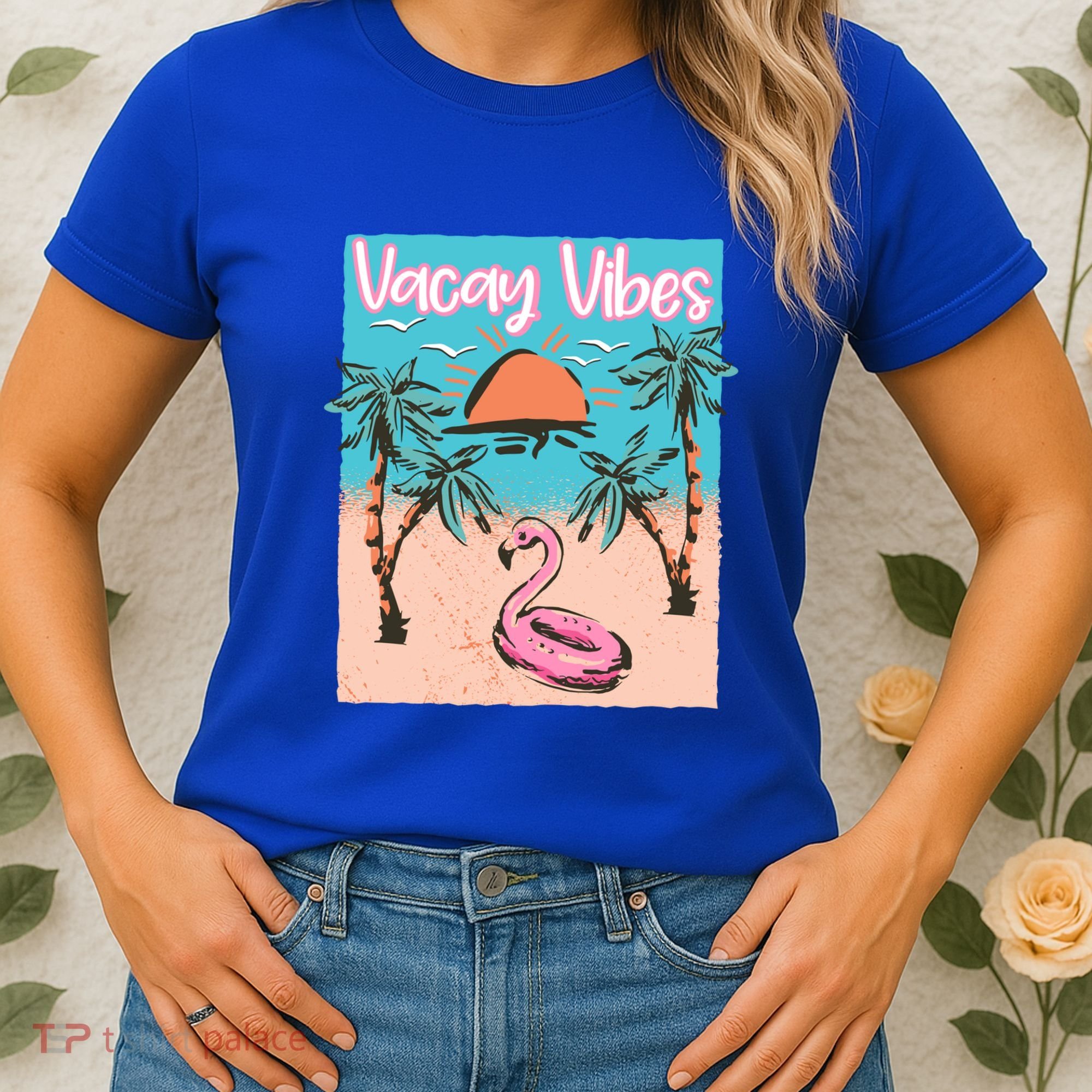 Vacay Vibes Beach Flamingo Summer Vacation Gift Women's T-Shirt