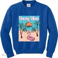 Vacay Vibes Beach Flamingo Summer Vacation Gift Kids Sweatshirt thumb 0