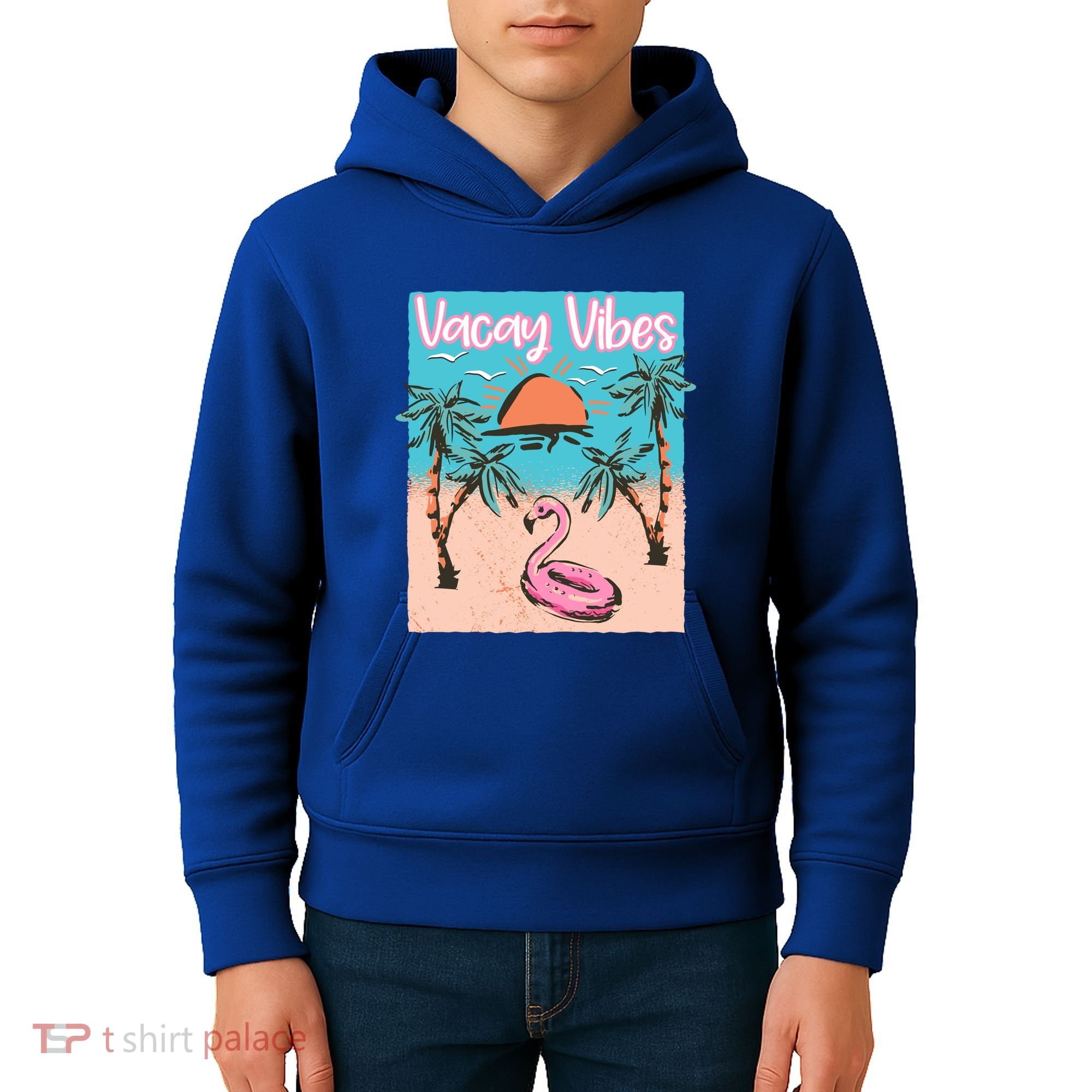 Vacay Vibes Beach Flamingo Summer Vacation Gift Kids Hoodie