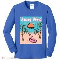 Vacay Vibes Beach Flamingo Summer Vacation Gift Kids Long Sleeve Shirt thumb 0
