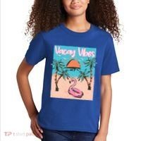Vacay Vibes Beach Flamingo Summer Vacation Gift Kids T-Shirt thumb 2