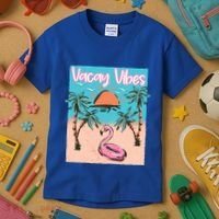 Vacay Vibes Beach Flamingo Summer Vacation Gift Kids T-Shirt thumb 3