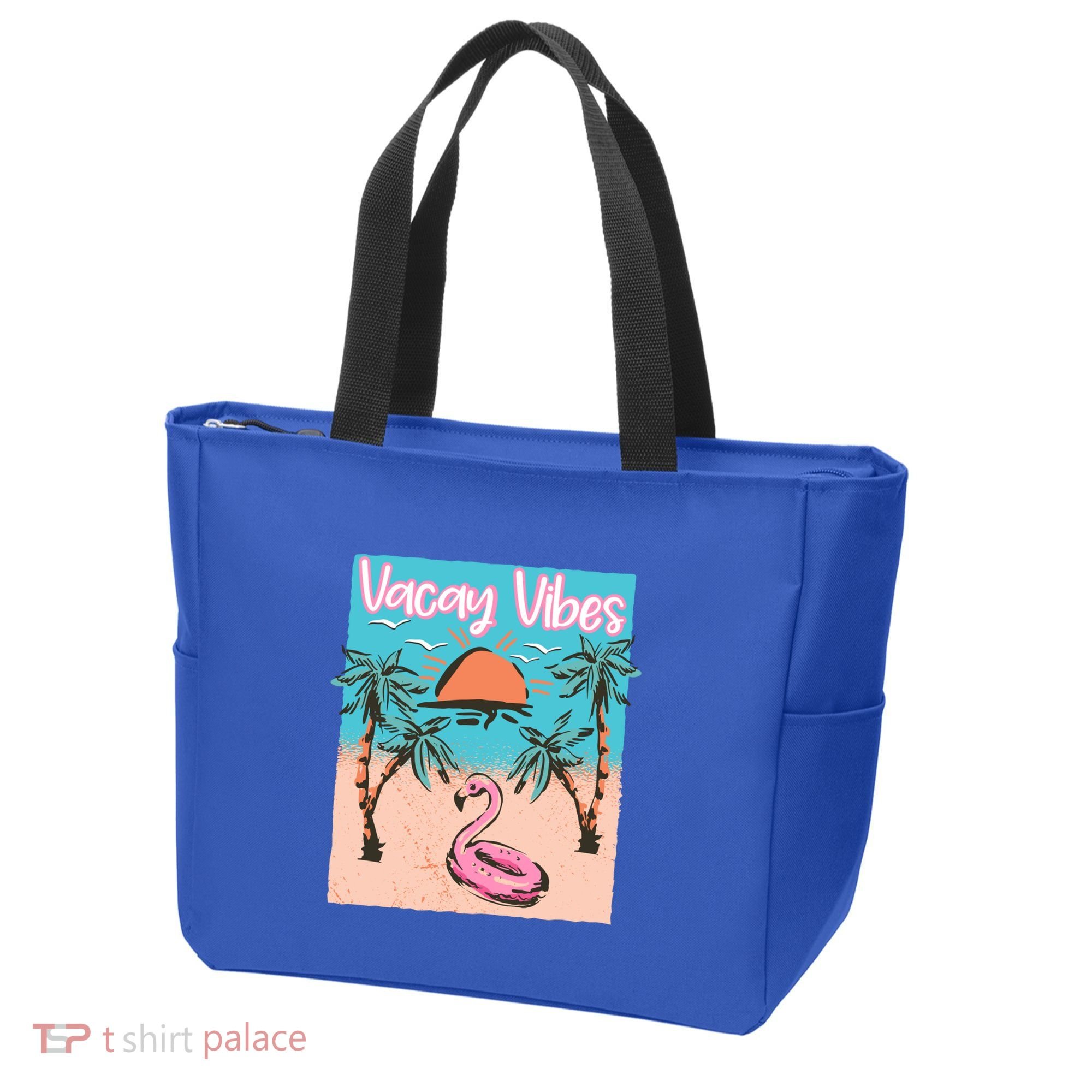 Vacay Vibes Beach Flamingo Summer Vacation Gift Tote Bag