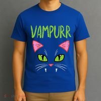 Vampurr Vampire Cat Funny Halloween Costume T-Shirt thumb 3