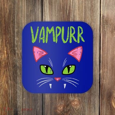 Vampurr Vampire Cat Funny Halloween Costume Coaster