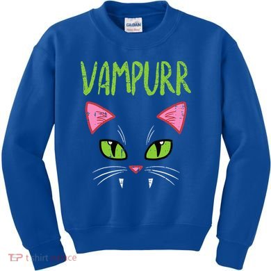 Vampurr Vampire Cat Funny Halloween Costume Kids Sweatshirt