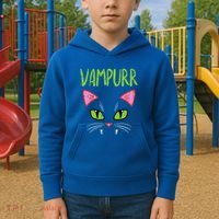 Vampurr Vampire Cat Funny Halloween Costume Kids Hoodie thumb 2