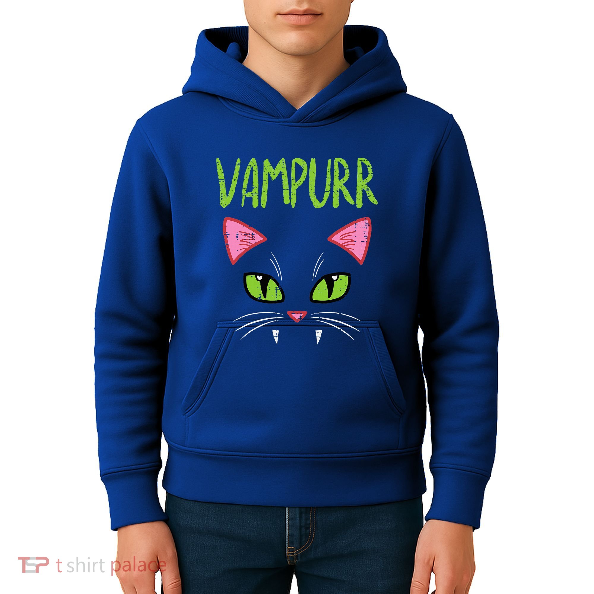 Vampurr Vampire Cat Funny Halloween Costume Kids Hoodie
