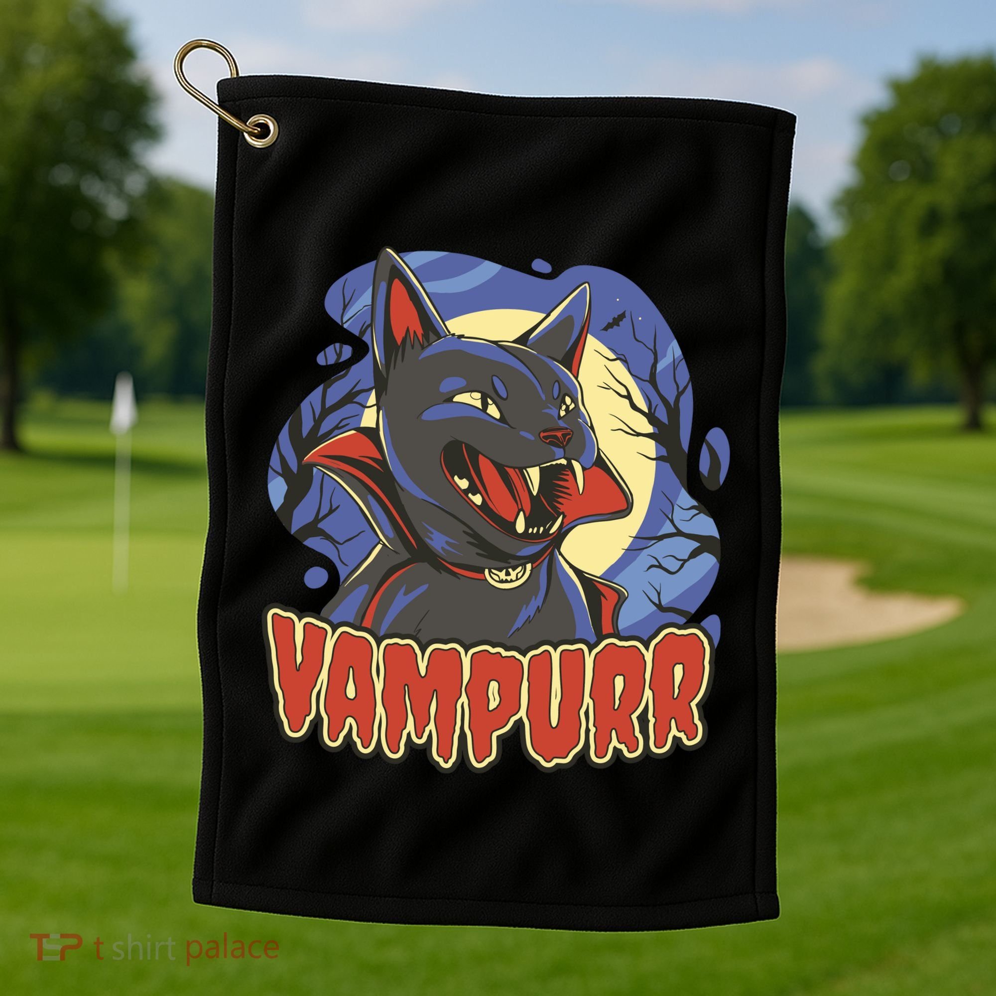 Vampurr Vampire Cat Golf Towel
