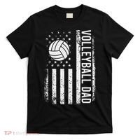 Vintage Volleyball Dad Usa Flag Retro Fathers Day Daddy Papa T-Shirt thumb 0