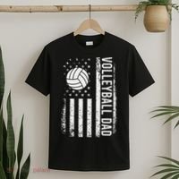 Vintage Volleyball Dad Usa Flag Retro Fathers Day Daddy Papa T-Shirt thumb 2