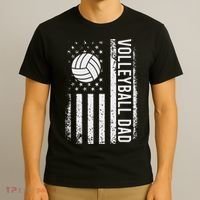 Vintage Volleyball Dad Usa Flag Retro Fathers Day Daddy Papa T-Shirt thumb 3