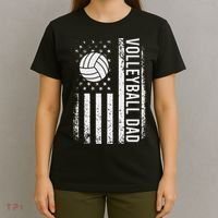 Vintage Volleyball Dad Usa Flag Retro Fathers Day Daddy Papa T-Shirt thumb 4