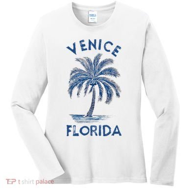 Vintage Venice Florida Palm Tree Fl Women's Long Sleeve Shirt
