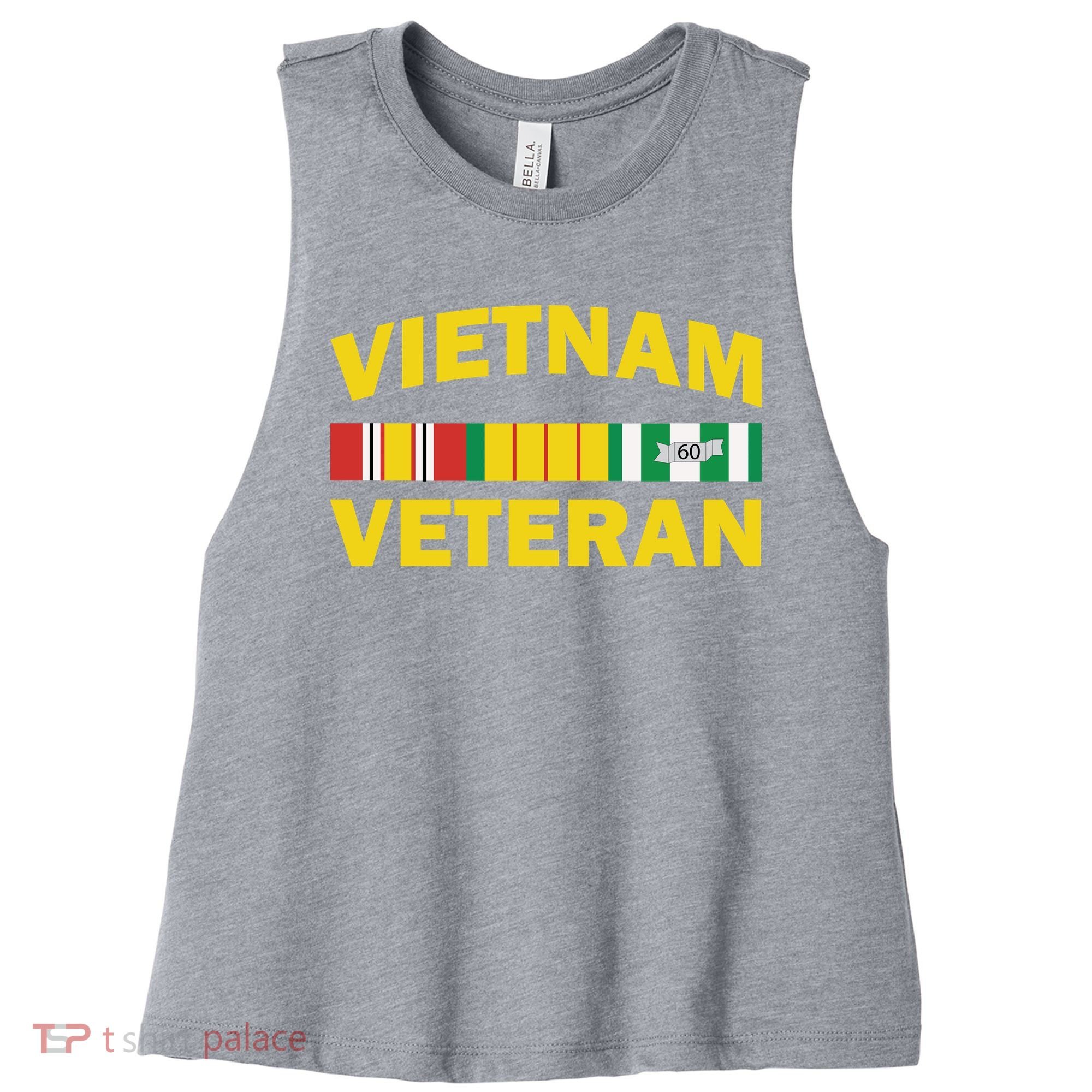 Vietnam Veteran Flag Logo Women's Racerback Cropped Tank