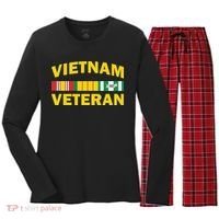 Vietnam Veteran Flag Logo Women's Long Sleeve Flannel Pajama Set  thumb 0