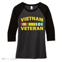 Vietnam Veteran Flag Logo Women's Tri-Blend 3/4-Sleeve Raglan Shirt thumb 0