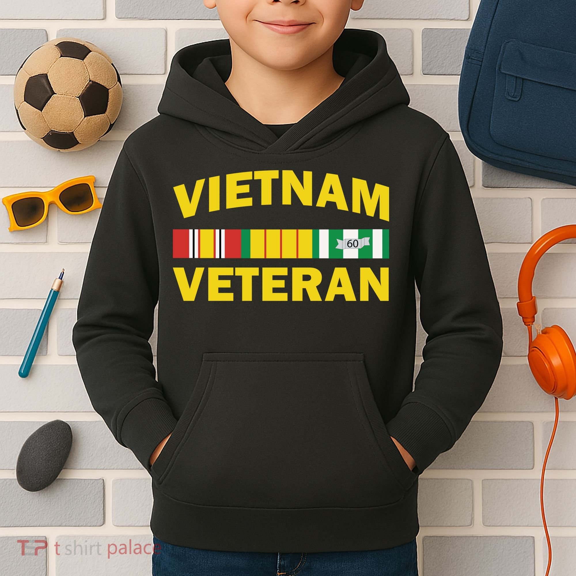 Vietnam Veteran Flag Logo Kids Hoodie