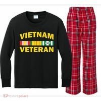 Vietnam Veteran Flag Logo Kids Long Sleeve Plaid Pajama Set thumb 0