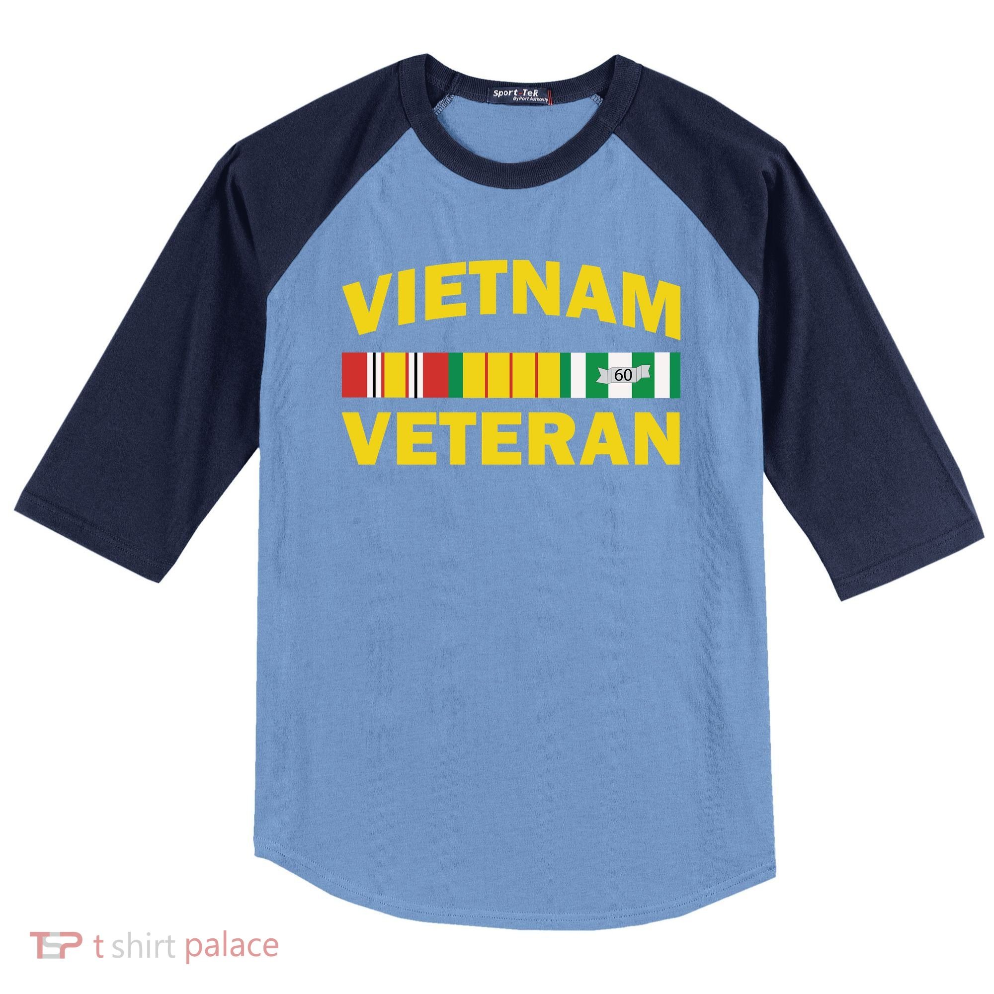 Vietnam Veteran Flag Logo Raglan Baseball Sleeve Shirt