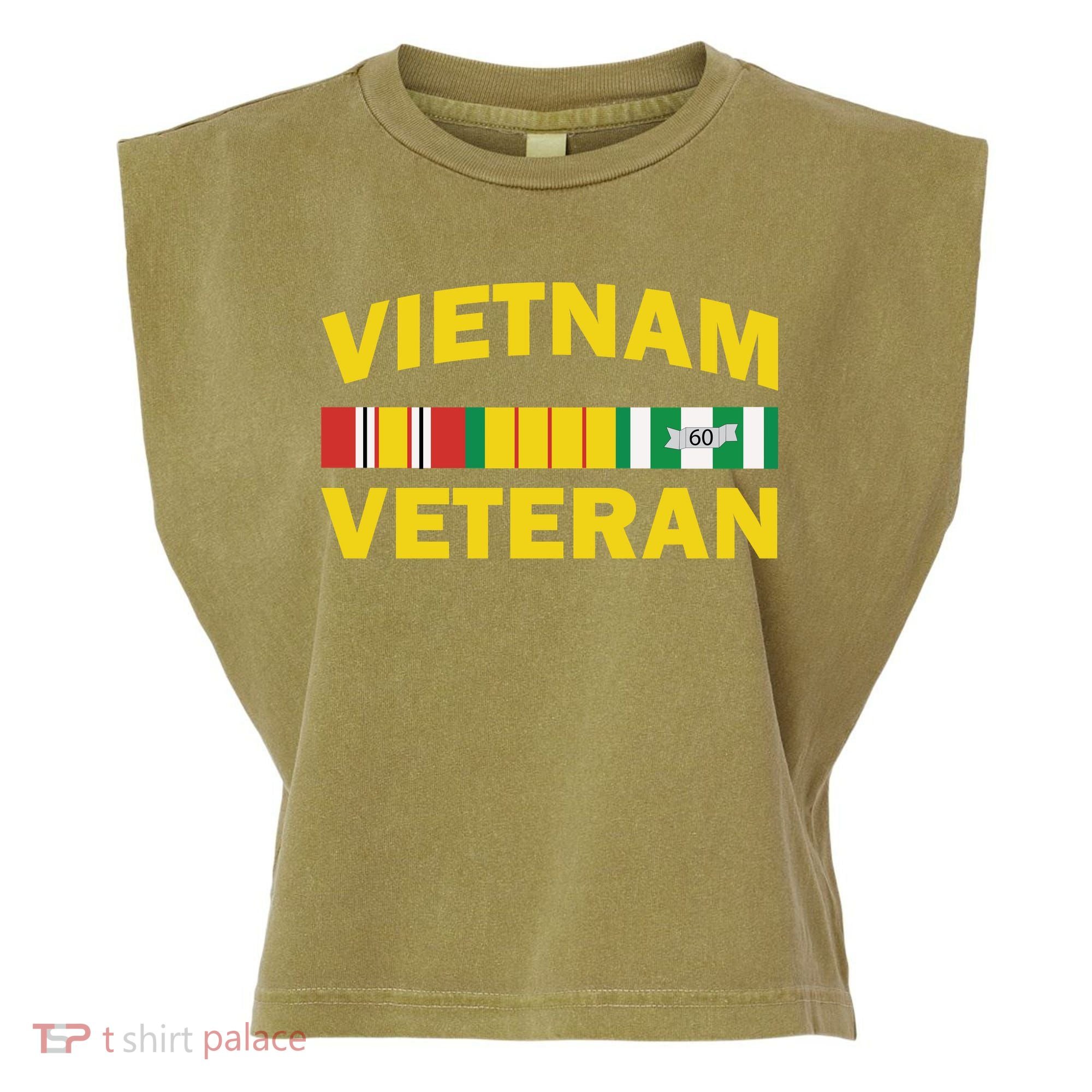 Vietnam Veteran Flag Logo Garment-Dyed Women's Muscle Tee