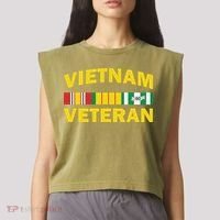Vietnam Veteran Flag Logo Garment-Dyed Women's Muscle Tee thumb 2